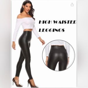 SUPER HOT🔥 Faux Leather Booty Lifting Black Leggins Pants
